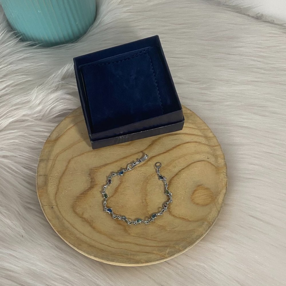 silver dolphin gemstone bracelet
